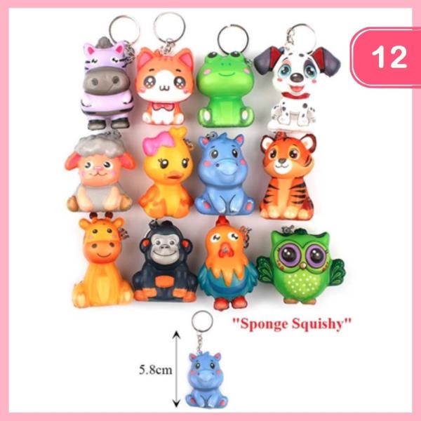 ANIMAL SPONGE SQUISHY  KEYCHAIN (12 UNITS)