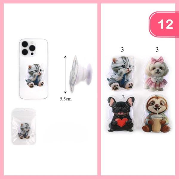 CUTE ANIMAL PHONE POP OUT HOLDER (12 UNITS)