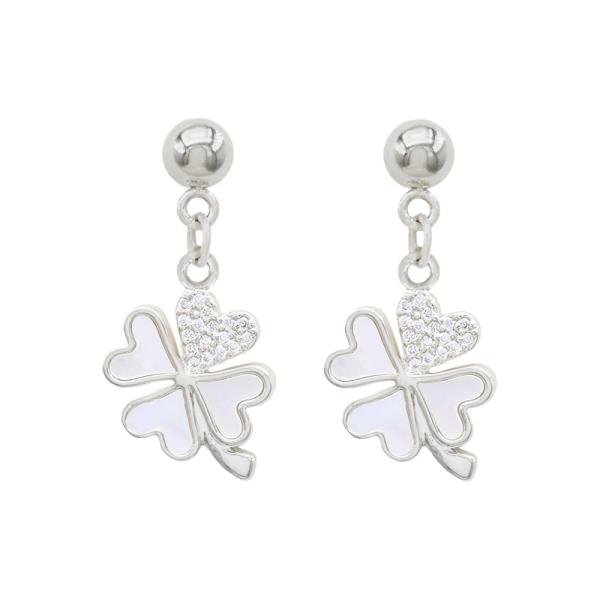 4 LEAF MOP PENDANT STAINLESS STEEL POST EARRING