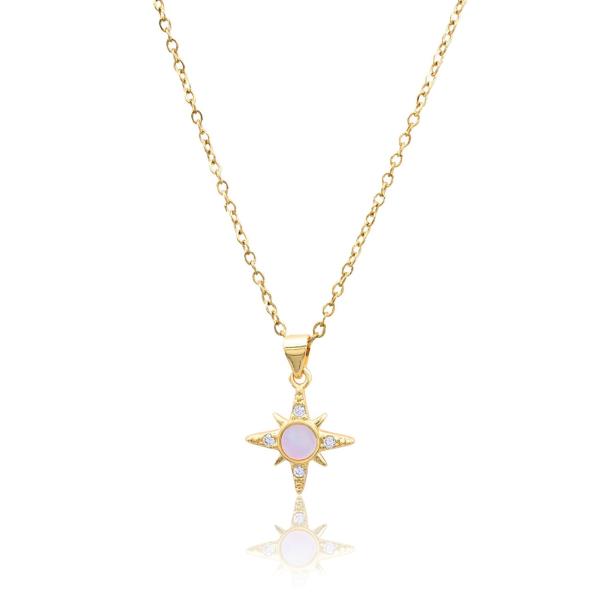 STAR MOP STAINLESS STEEL PENDANT NECKLACE