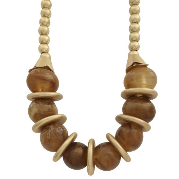 ROUND STONE BEAD STATEMENT NECKLACE