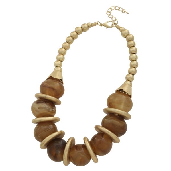 ROUND STONE BEAD STATEMENT NECKLACE