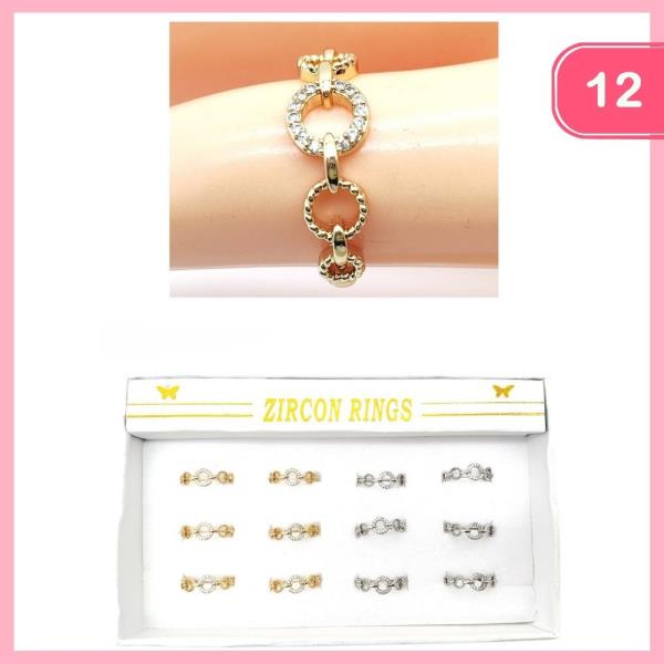 OPEN LINK RHINESTONE RING (12 UNITS)