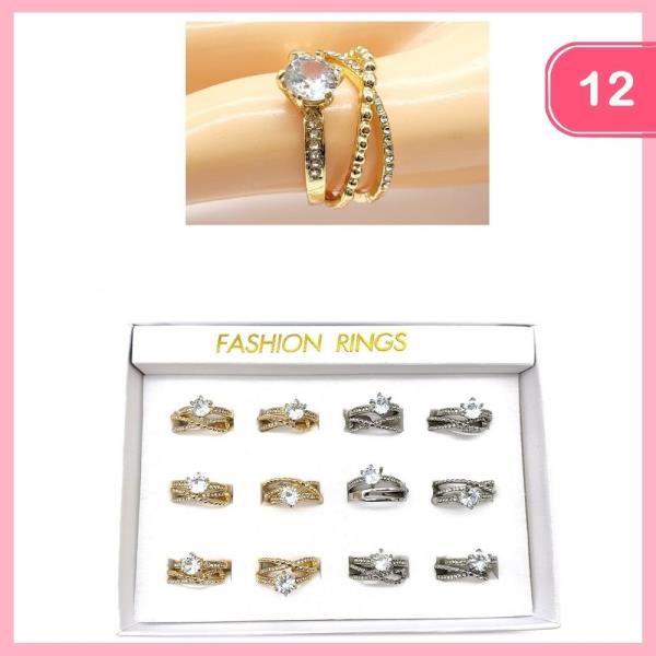 RHINESTONE STACKABLE RINGS (12 UNITS)