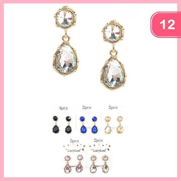 RHINESTONE DROP DANGLE EARRINGS (12 UNITS)