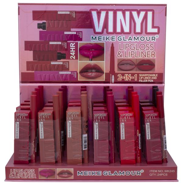 VINYL MEIKE GLAMOUR 2IN1 LIPGLOSS AND LIPLINER (24 UNITS)