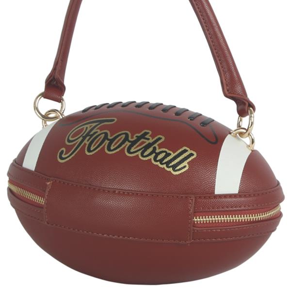 FOOTBALL SHAPED DESIGN TOP HANDLE CROSSBODY BAG