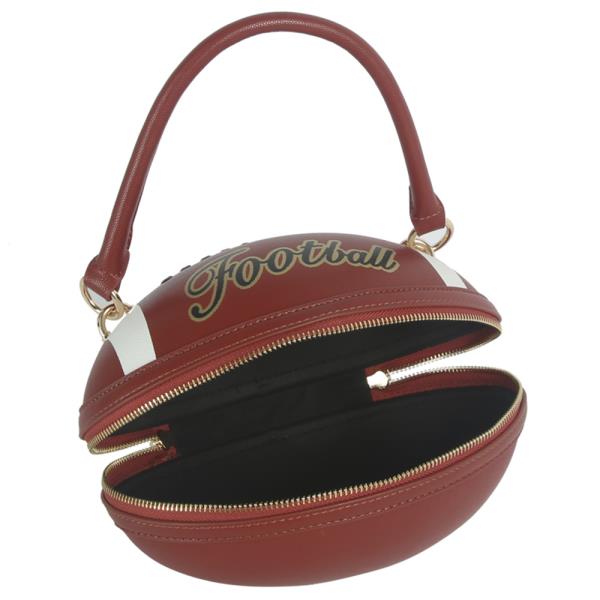 FOOTBALL SHAPED DESIGN TOP HANDLE CROSSBODY BAG