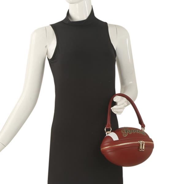 FOOTBALL SHAPED DESIGN TOP HANDLE CROSSBODY BAG