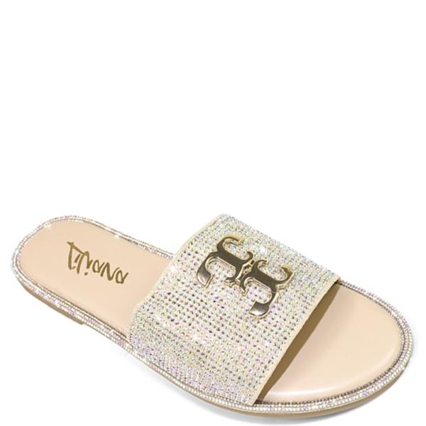 RHINESTONE BAND SLIDE W GOLD SYMBOL