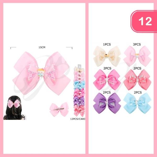 RIBBON HAIR BOW W/ CHARACTER (12 UNITS)