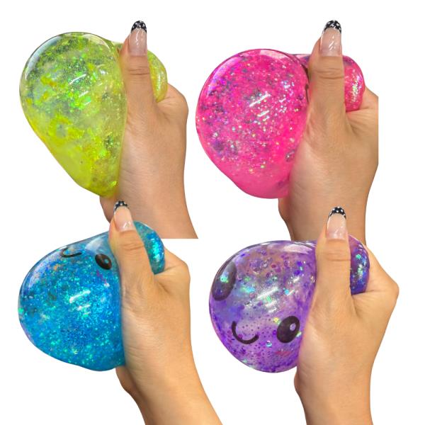 8.5 CM GLITTER DUMPLING SQUISHY SQUEEZE TOY (12 UNITS)