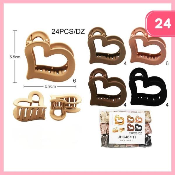 HEART HAIR CLAW CLIP (12 UNITS)