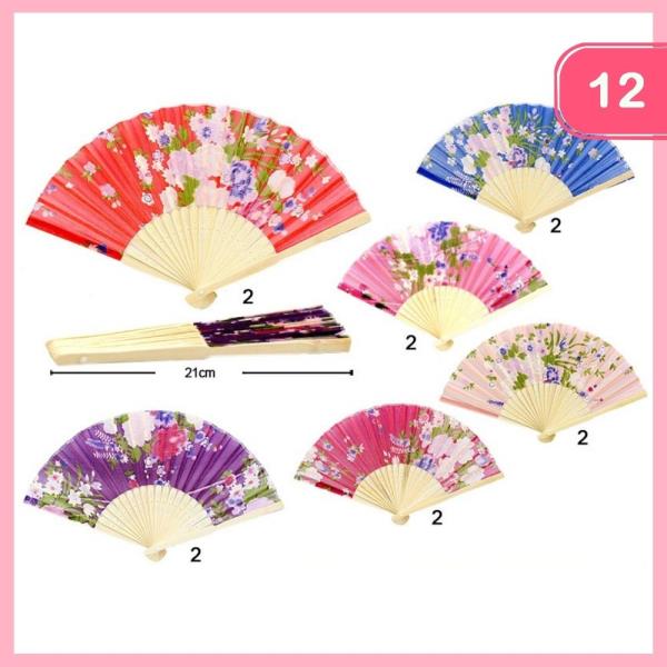 FLOWER PATTERN HAND FAN (12 UNITS)