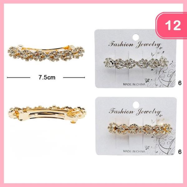 RHINESTONE BARRETTE HAIR CLIP (12 UNITS)