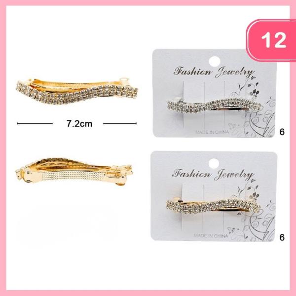 RHINESTONE BARRETTE HAIR CLIP (12 UNITS)