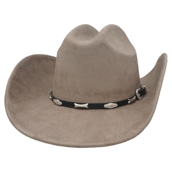 CONCHO ACCENT WESTERN BUCKLE BANDED MICROSUEDE COWBOY HAT