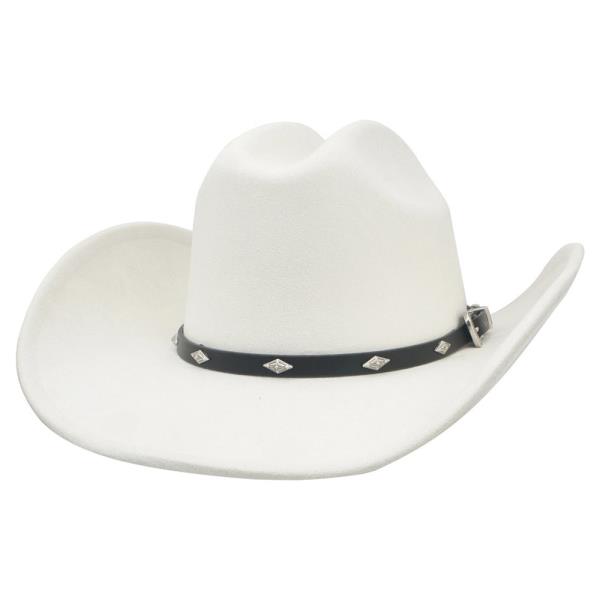 ETCHED DIAMOND & BUCKLE WESTERN MICROSUEDE COWBOY HAT