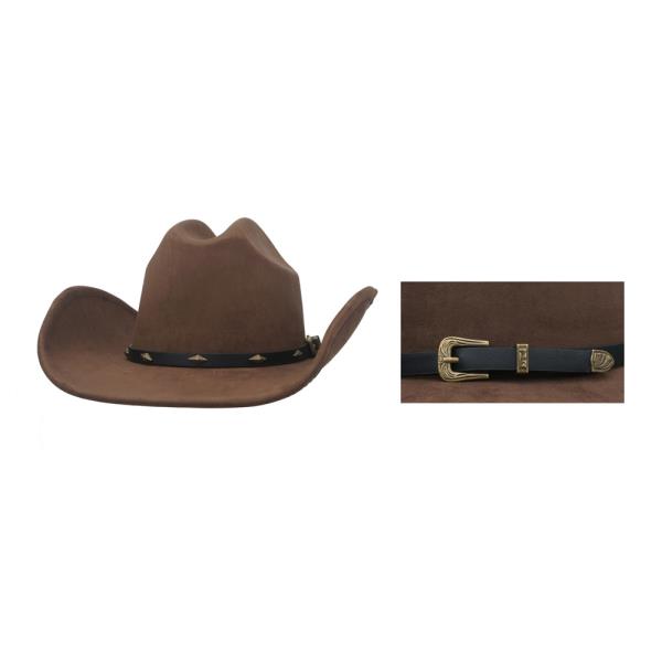ETCHED DIAMOND & BUCKLE WESTERN MICROSUEDE COWBOY HAT