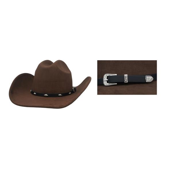 DIAMOND BUCKLE WESTERN MICROSUEDE COWBOY HAT