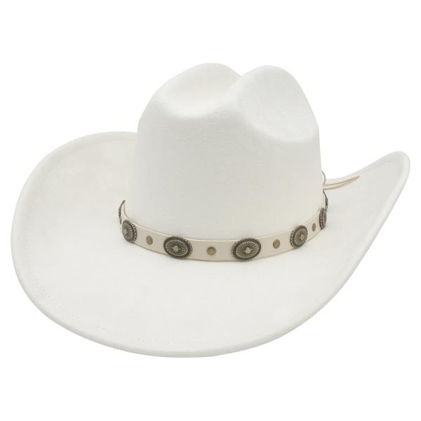 RUFFLE RIPPLE CONCHO BAND MICROSUEDE COWBOY HAT