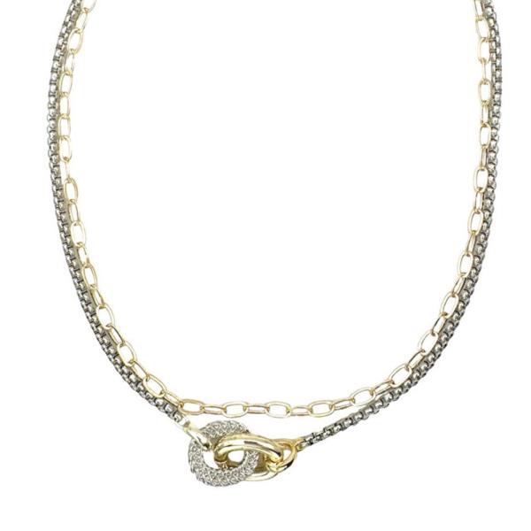 TWO TONE LINK RING NECKLACE