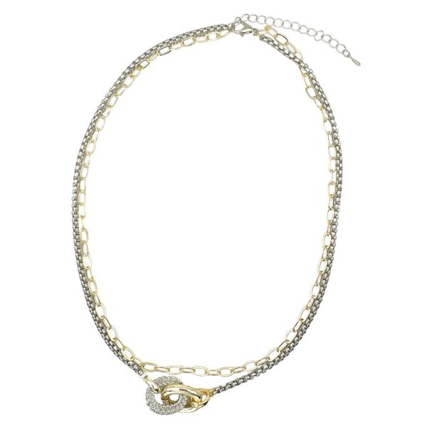 TWO TONE LINK RING NECKLACE