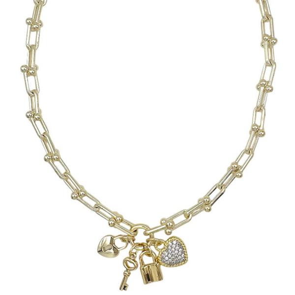 CZ PAVE HEART CHARM NECKLACE
