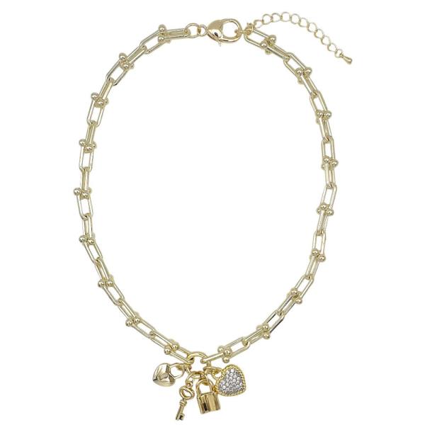 CZ PAVE HEART CHARM NECKLACE