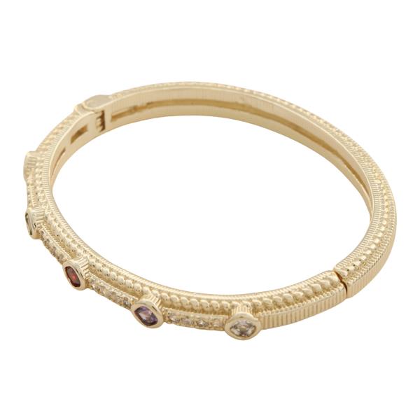 COLOR CZ STONE TEXTURED BANGLE BRACELET