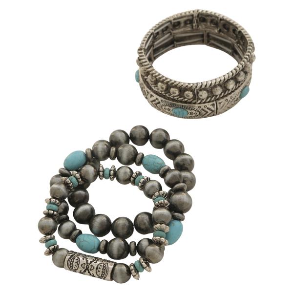 WESTERN BEAD STRETCH MULTI BRACELET SET