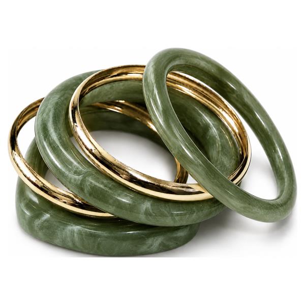 LAYERED MARBLE RESIN BANGLE BRACELET SET