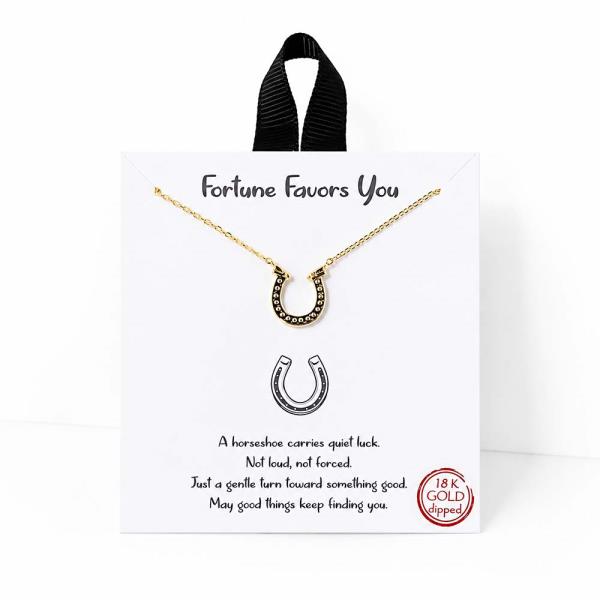 18K GOLD DIPPED FORTUNE FAVOR YOU HORSESHOE PENDANT NECKLACE