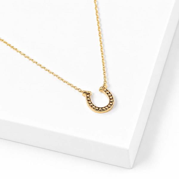 18K GOLD DIPPED FORTUNE FAVOR YOU HORSESHOE PENDANT NECKLACE