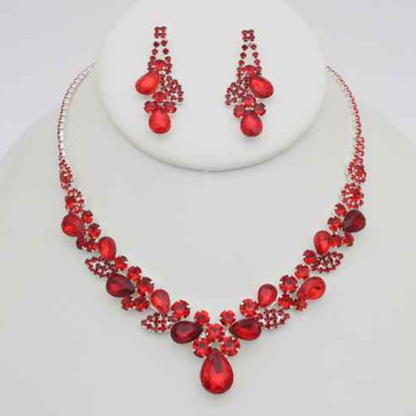 RHINESTONE NECKLACE EARRING SET
