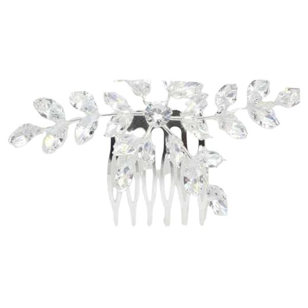 CZ STONE FLOWER HAIR COMB