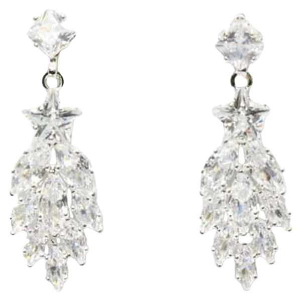 CZ STONE CLUSTER DROP EARRING