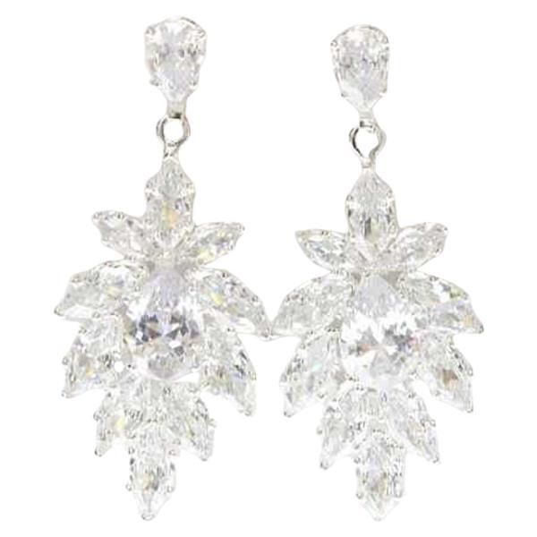 CZ STONE CLUSTER DROP EARRING