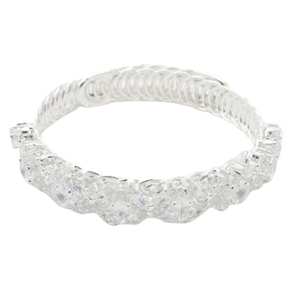 CZ STONE FLORAL WIRE BANGLE BRACELET