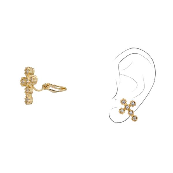 RHINESTONE CROSS EAR CUFF