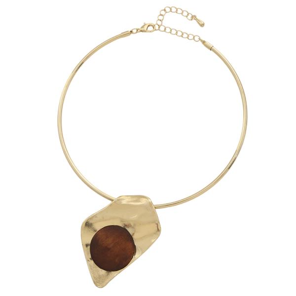 ABSTRACT STONE PENDANT COLLAR NECKLACE