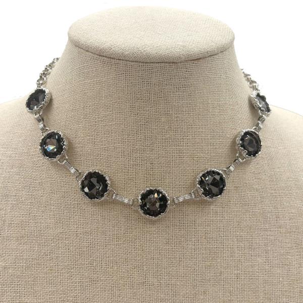 RHINESTONE STONE CHAIN NECKLACE
