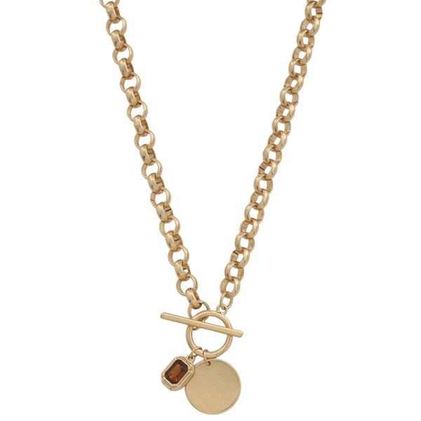 ABSTRACT STONE PENDANT CHAIN NECKLACE