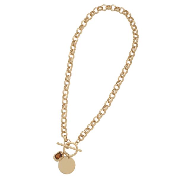 ABSTRACT STONE PENDANT CHAIN NECKLACE