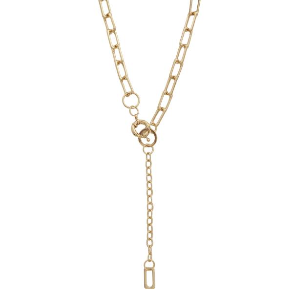 CHAIN LINK LARIAT TOGGLE DESIGN NECKLACE