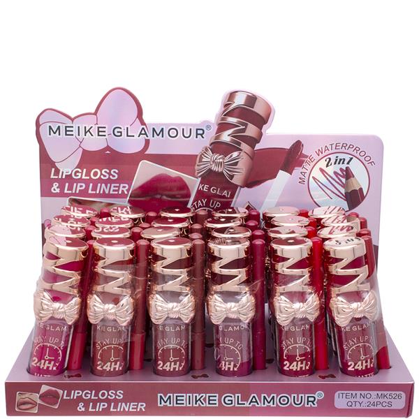 MEIKE GLAMOUR 2IN1 LIP LINER AND LIP GLOSS SET (24 UNITS)