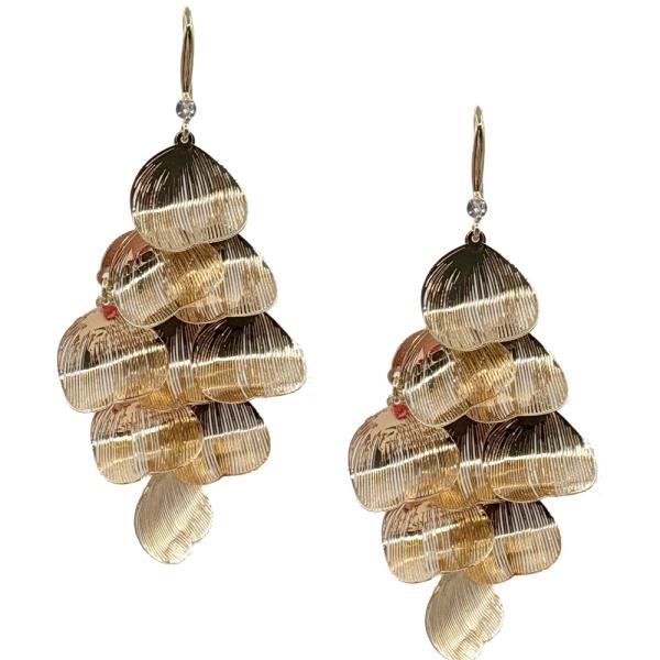 GOLD FILIGREE LEAF CHANDELIER EARRING