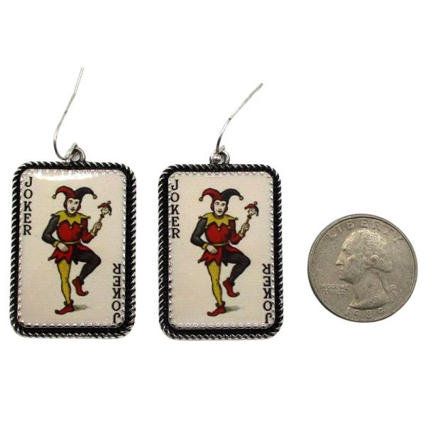 WESTERN VINTAGE JOKER CARD EARRING