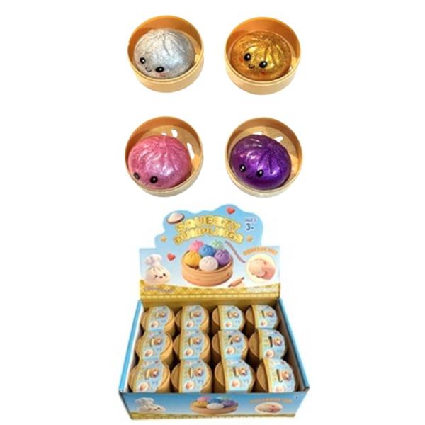 5.5 CM GLITTER MINI DUMPLING SQUISHY SQUEEZE TOY (24 UNITS)