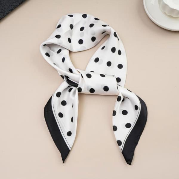 POLKA DOT SILKY BANDANA SQUARE NECK SCARF
